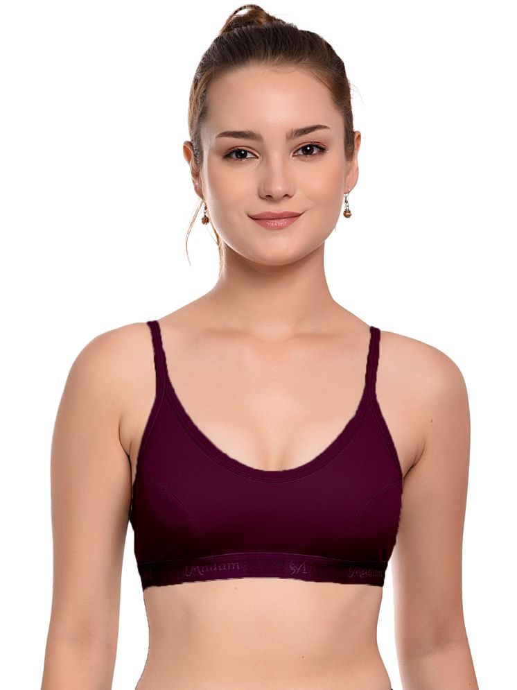     			Madam Pack of 1 Cotton Non Padded Cami bra For Women ( Wine )