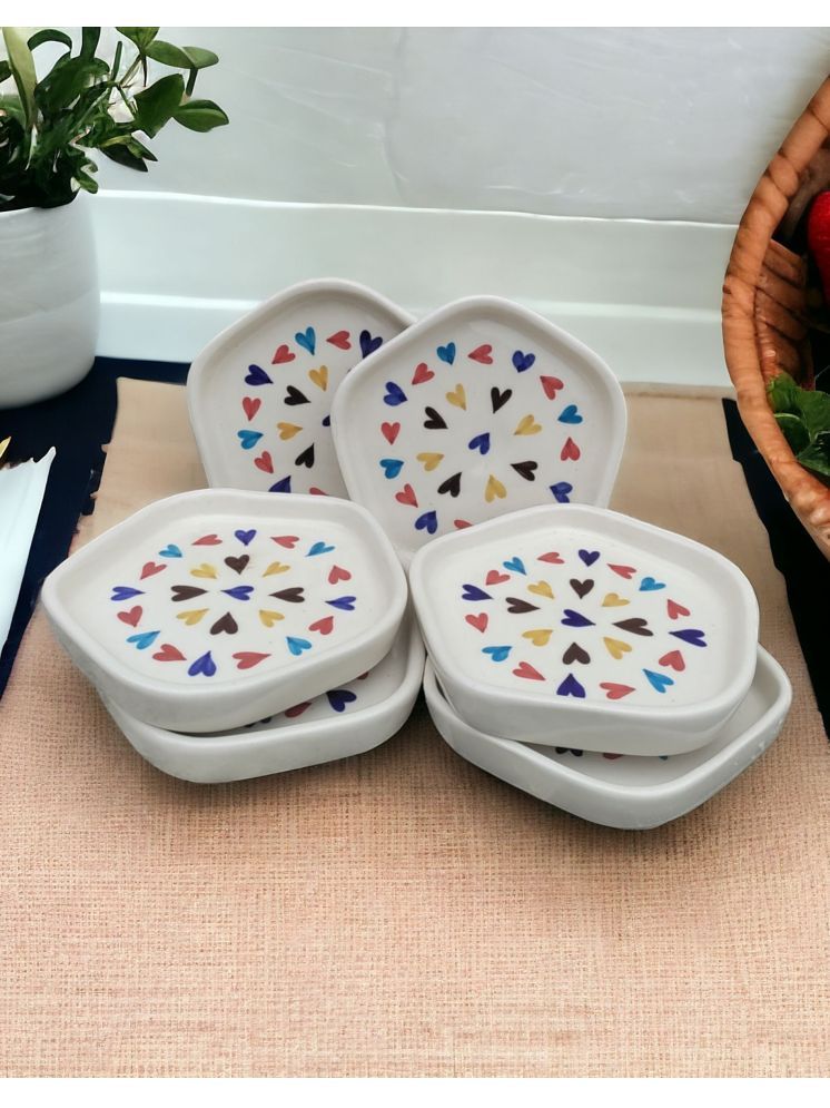     			Malaikah 6 Pcs Ceramic White Quarter Plate