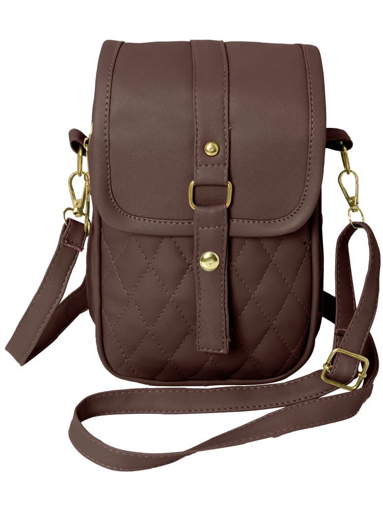     			Raez Sling Bag Rexin Set of 1 ( Brown )