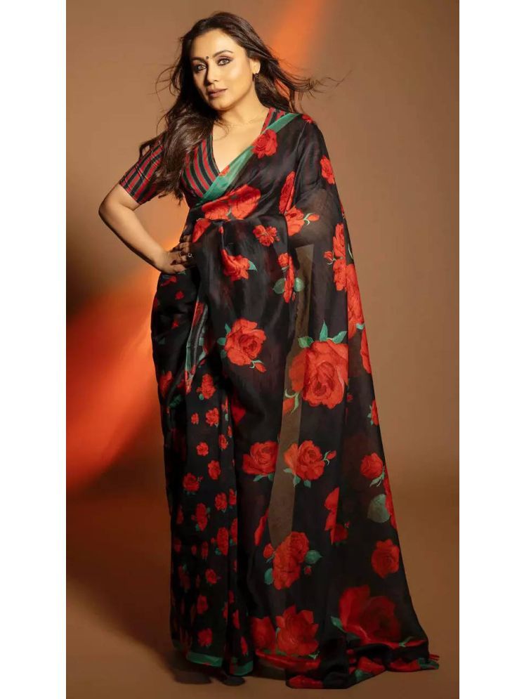     			Sidhidata Pack of 1 Chanderi Printed Saree With Blouse Piece ( Black )