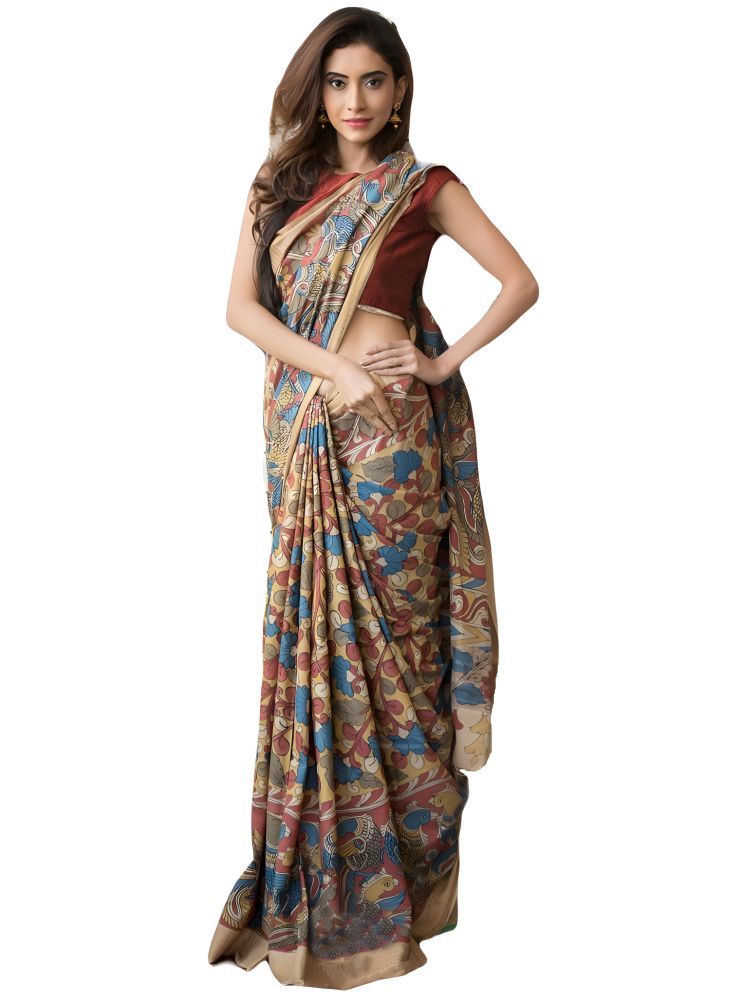     			Sidhidata Pack of 1 Linen Printed Saree With Blouse Piece ( Gold )