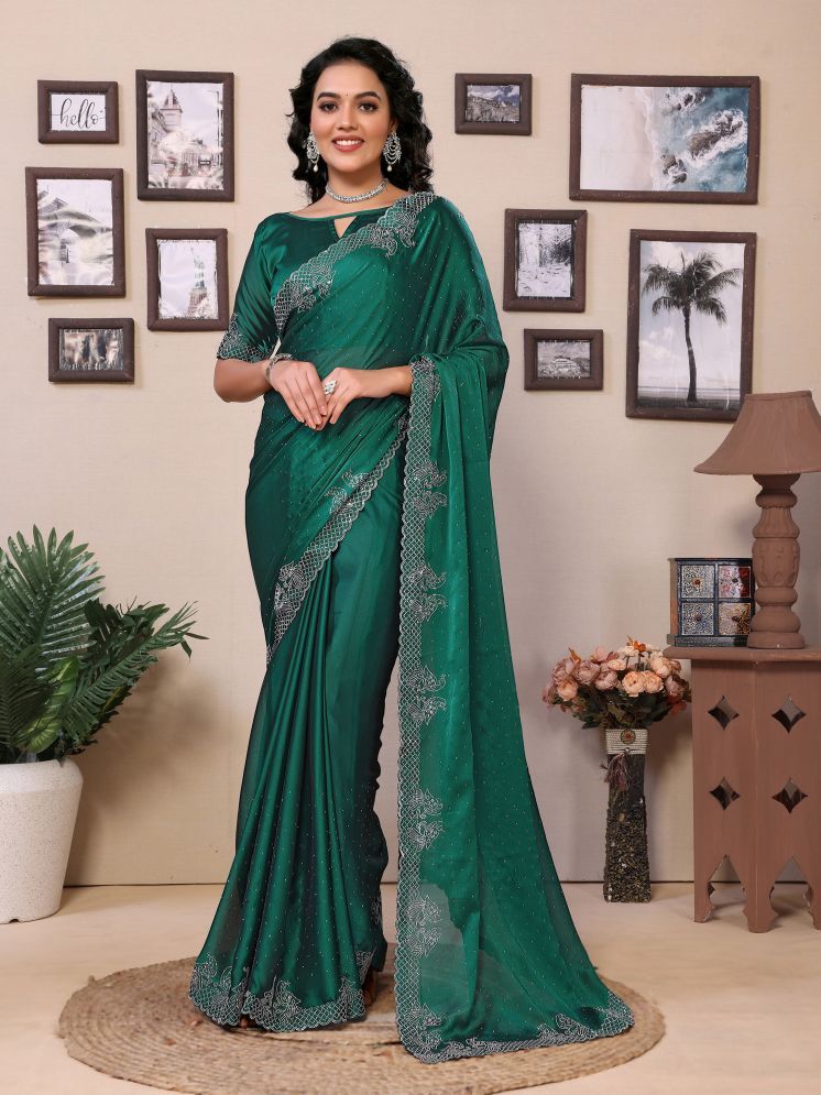     			Sindharat Fashion Pack of 1 Polyester Embellished Saree With Blouse Piece ( Green )