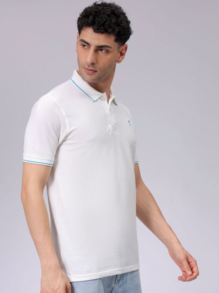     			The Indian Garage Co. Pack of 1 Cotton Blend Regular Fit Solid Half Sleeves Men's Polo T Shirt ( White )