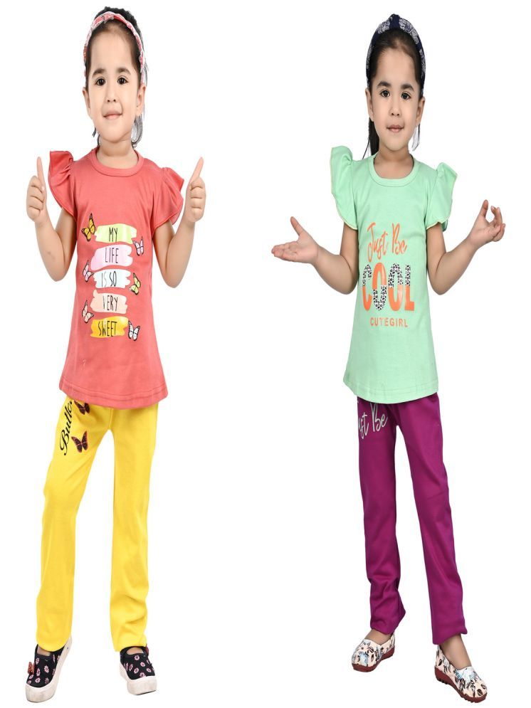     			s muktar garments Pack of 2 Baby Girls Cotton Blend Top With Pants ( Multicolor )