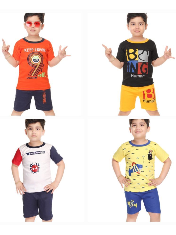     			s muktar garments Pack of 4 Baby Boys Cotton Blend T-Shirts & Shorts Set ( Multicolor )