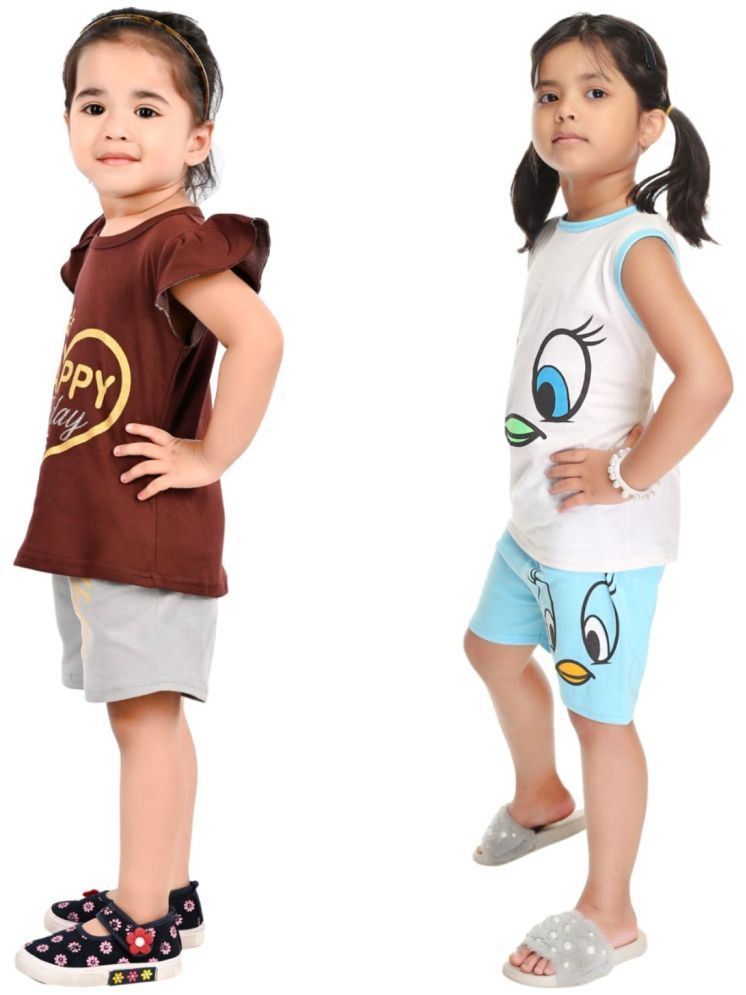     			s muktar garments Pack of 2 Baby Girls Cotton Blend Top With Shorts ( Multicolor )