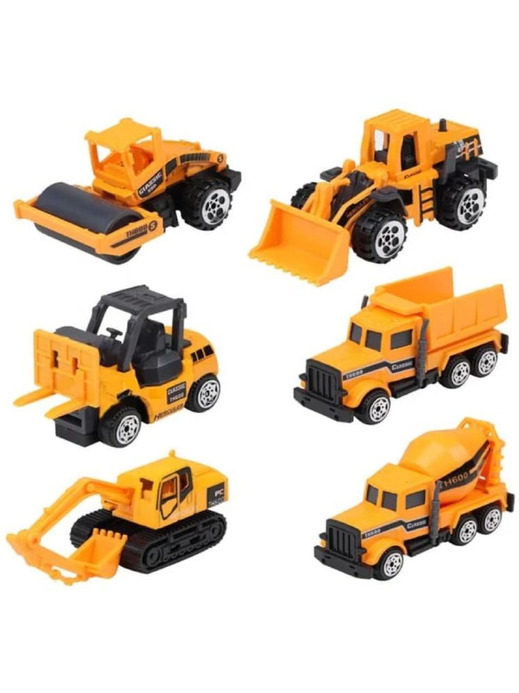     			Construction Vehicle Set of 6 Mini Die-Cast Metal Body Models - Durable Construction Truck Toys for Kids 6 PCS Yellow Construction Vehicle Set, Die-Cast Metal Body, Movable Parts