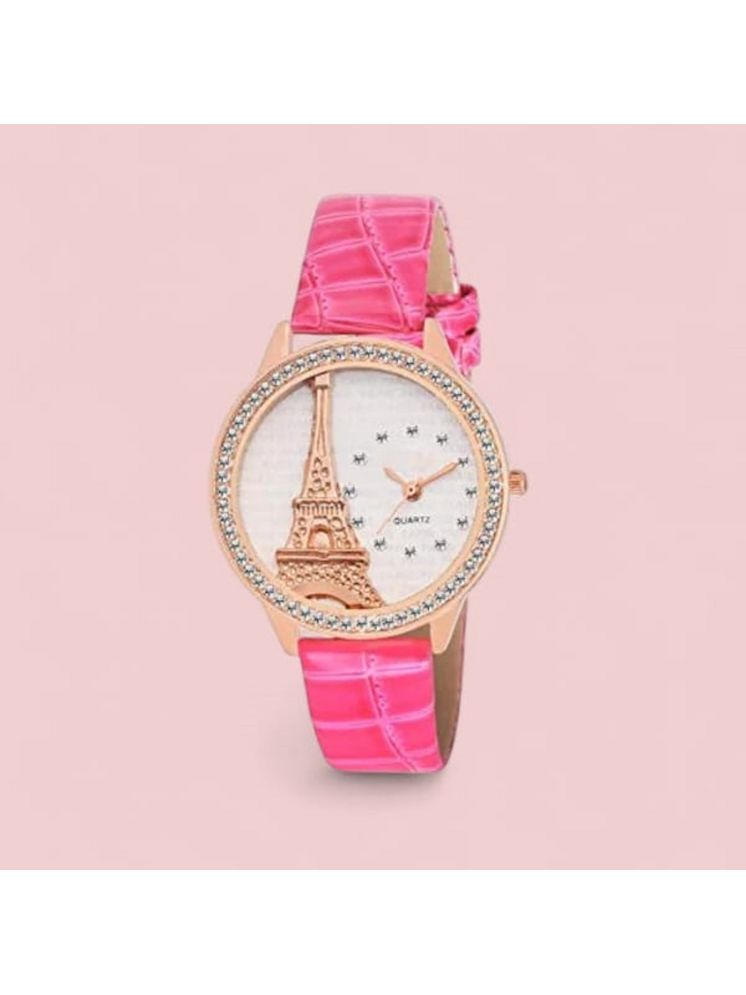     			Cosmic Pink Leather Analog Womens Watch