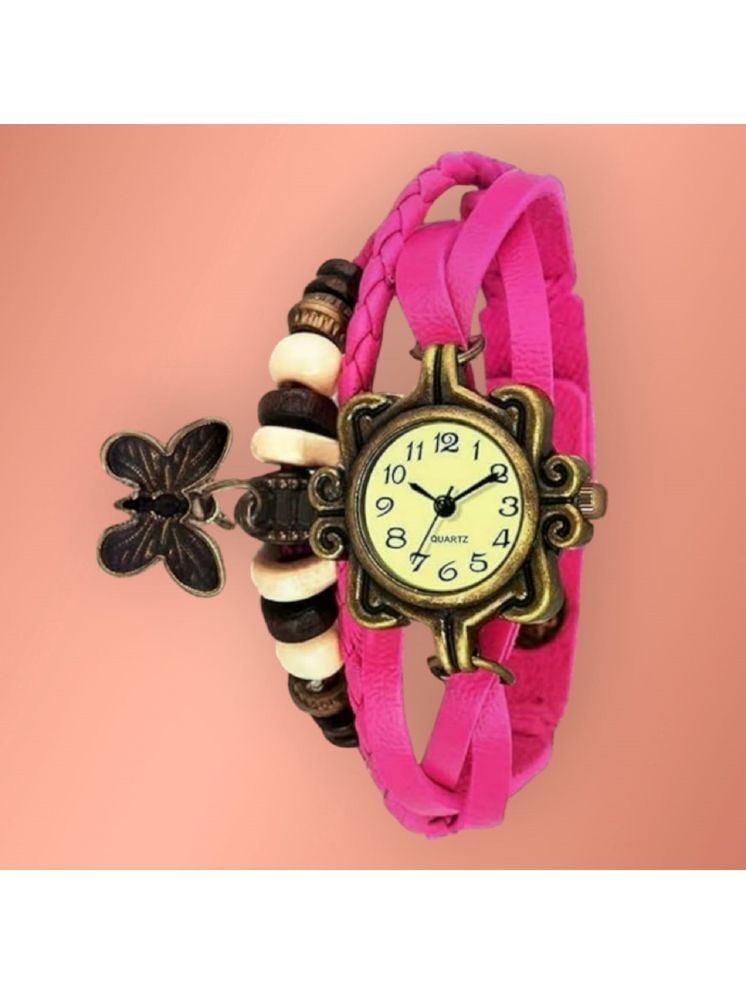     			Cosmic Pink Leather Analog Womens Watch