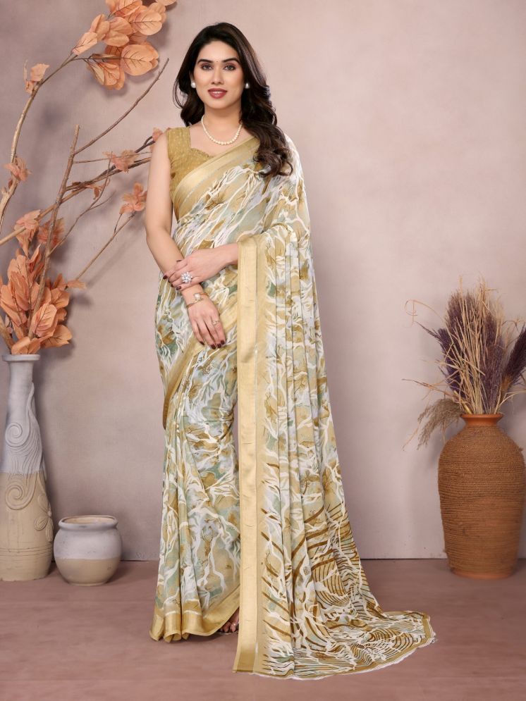     			PHORIA STYLE Pack of 1 Chiffon Printed Saree With Blouse Piece ( Yellow )