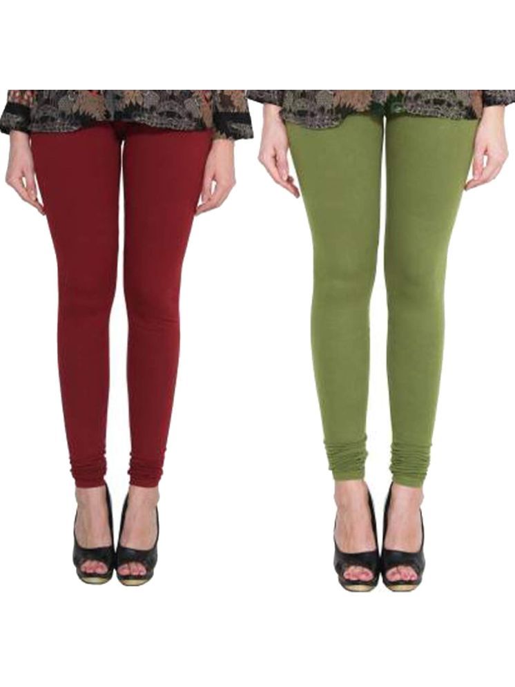     			ULTIMATE SHOPPING NETWORK Pack of 2 Cotton Women's Leggings ( Red,Sea Green )