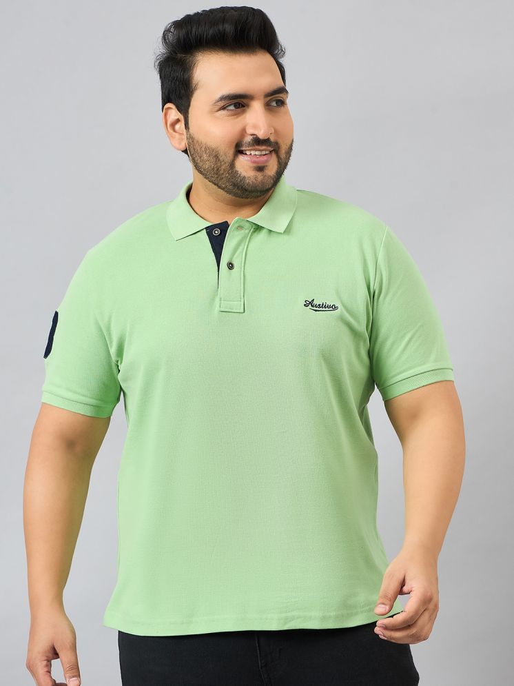     			AUSTIVO Pack of 1 Cotton Blend Regular Fit Solid Half Sleeves Men's Polo T Shirt ( Green )