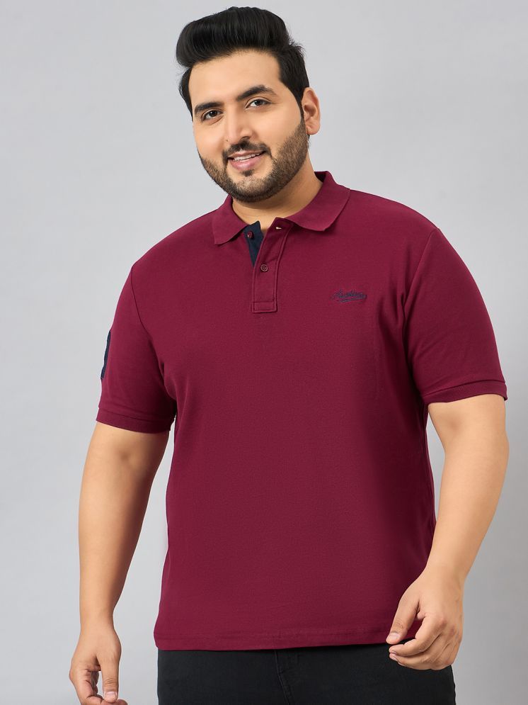     			AUSTIVO Pack of 1 Cotton Blend Regular Fit Solid Half Sleeves Men's Polo T Shirt ( Maroon )