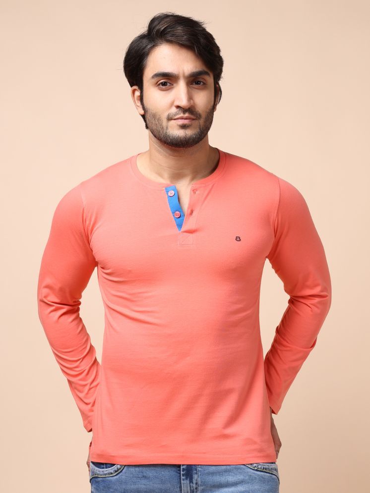     			BERRYBLUES 100% Cotton Regular Fit Solid Full Sleeves Men's Henley T-Shirt - Pink ( Pack of 1 )