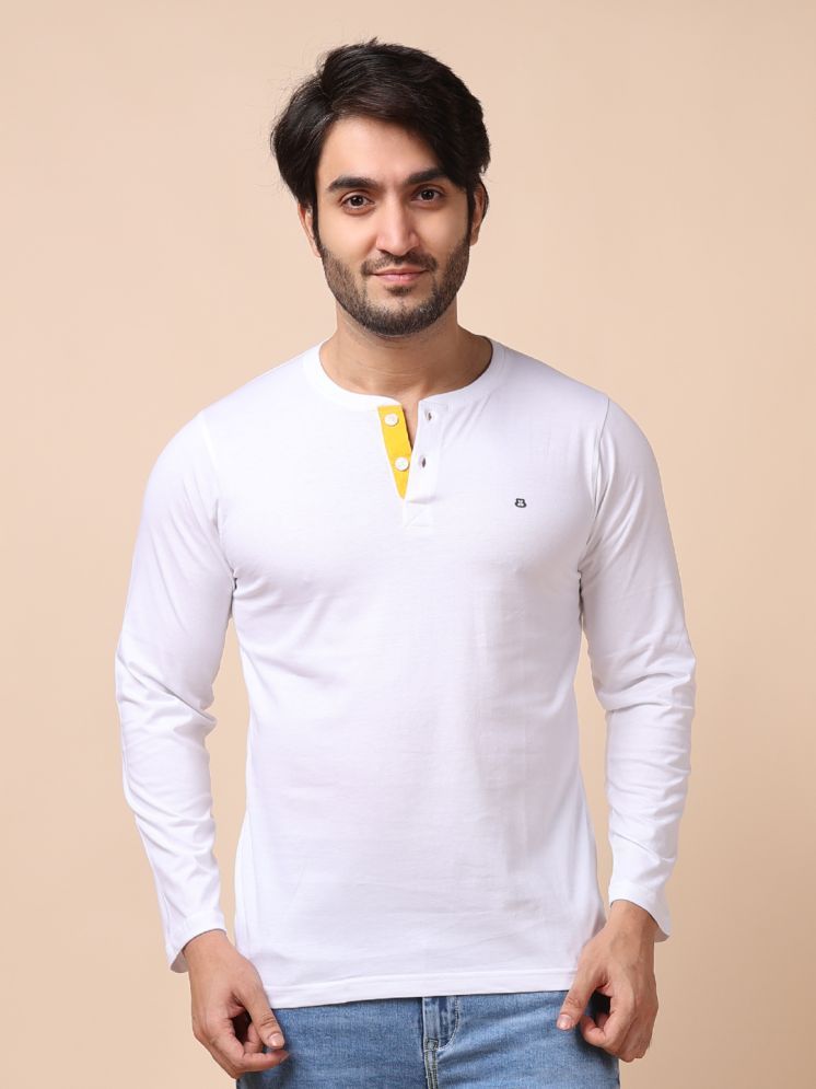     			BERRYBLUES 100% Cotton Regular Fit Solid Full Sleeves Men's Henley T-Shirt - White ( Pack of 1 )