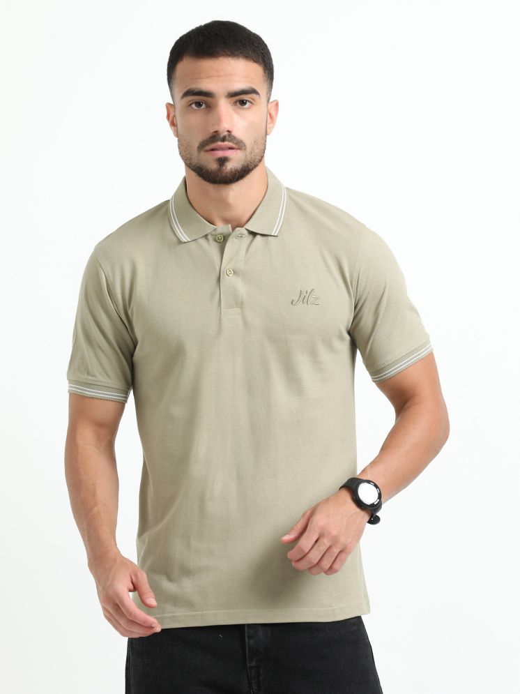     			JILZ Pack of 1 Cotton Regular Fit Solid Half Sleeves Men's Polo T Shirt ( Olive )