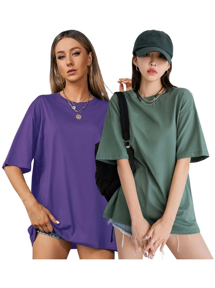     			LONDON HILLS Pack of 2 Cotton Blend Women's T-Shirt ( Purple )