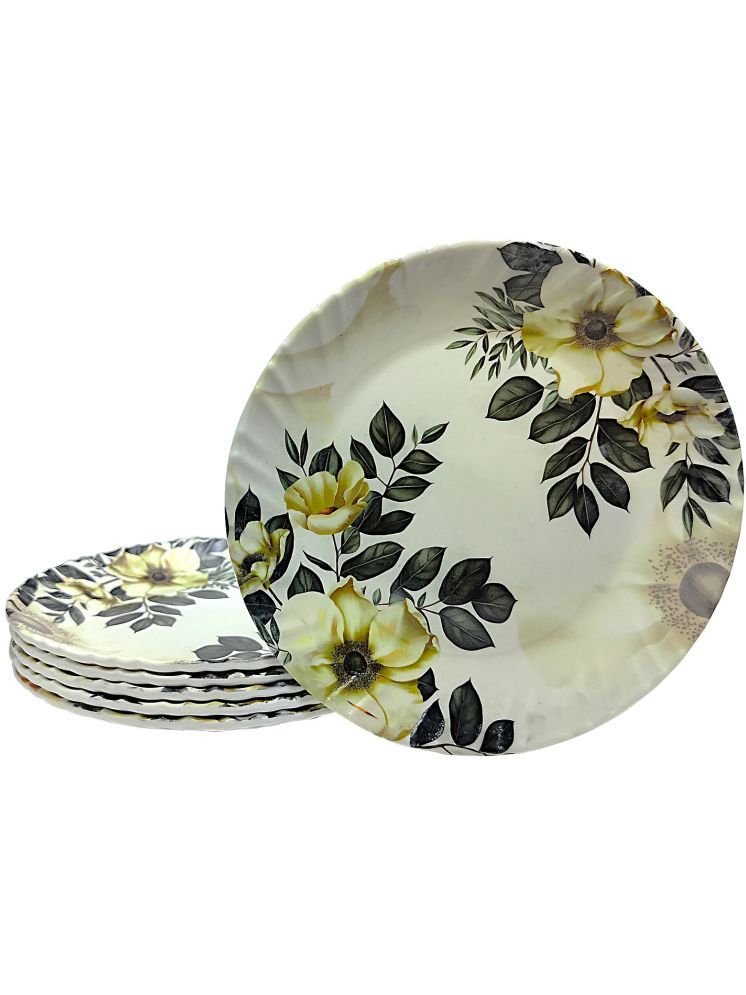     			Laserbot Plate Saucers Floral Melamine Saucer 46 ml ( Pack of 6 )