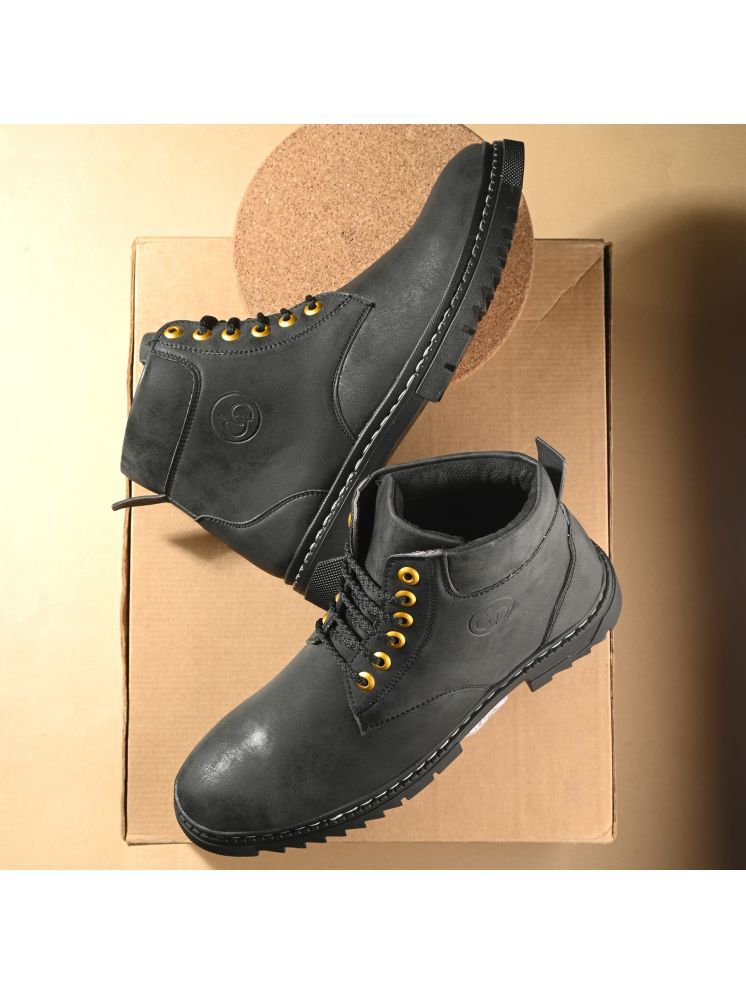     			Leeport Black Men's Casual Boots