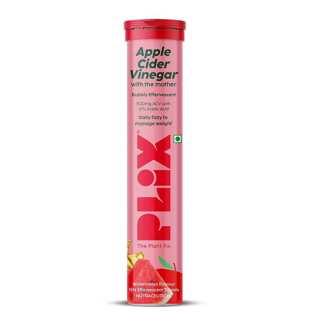     			Plix Apple Cider Vinegar 15 Effervescent Tablets Watermelon Flavour with Vitamin B12 (15 No)