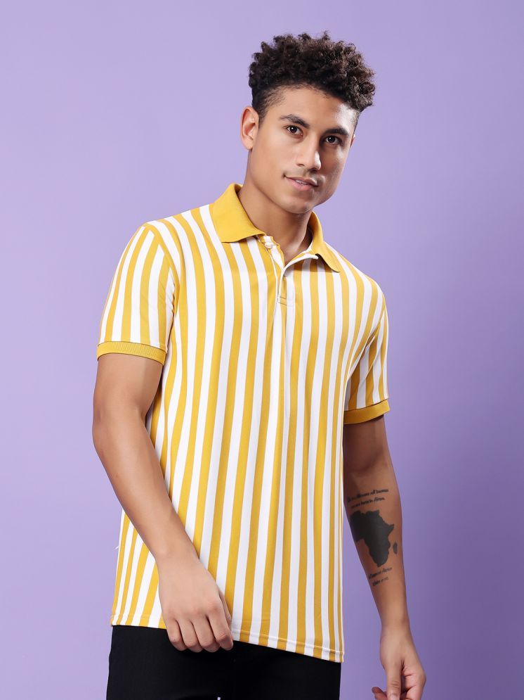     			TQH Pack of 1 Polyester Regular Fit Striped Half Sleeves Men's Polo T Shirt ( Yellow )