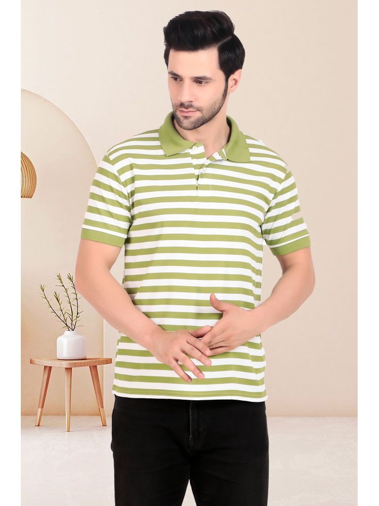     			TQH Pack of 1 Polyester Regular Fit Striped Half Sleeves Men's Polo T Shirt ( Green )