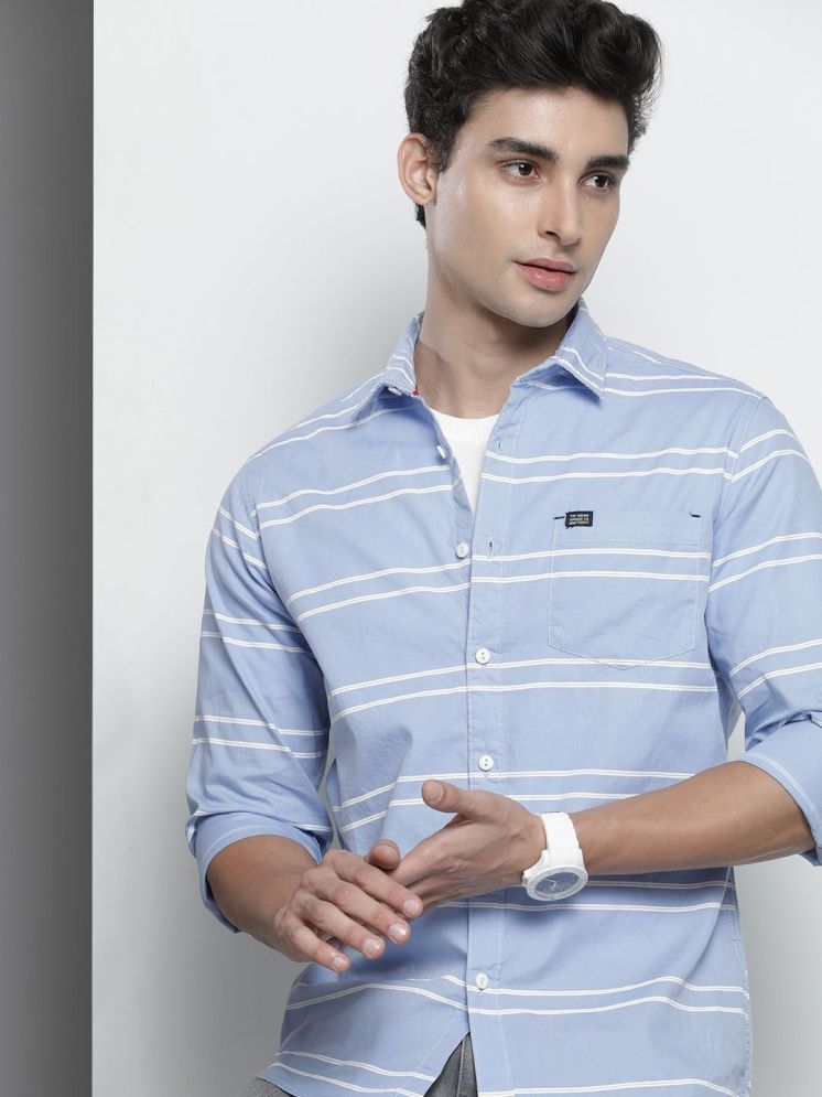     			The Indian Garage Co. 100% Cotton Slim Fit Striped Full Sleeves Men's Casual Shirt - Blue ( Pack of 1 )