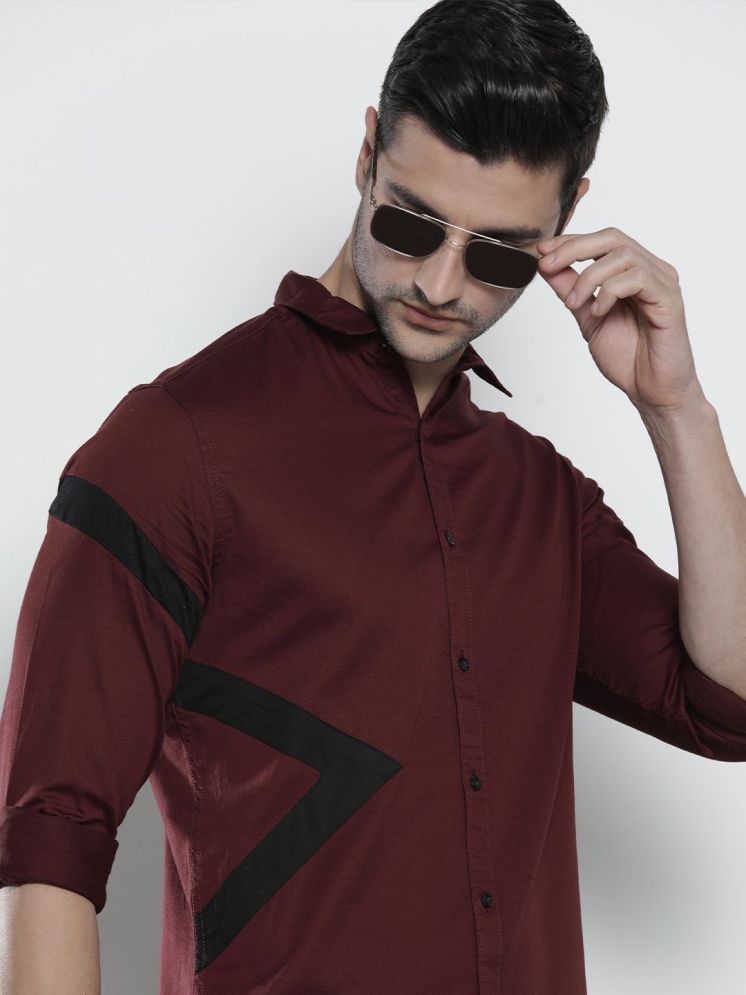     			The Indian Garage Co. 100% Cotton Regular Fit Solids Full Sleeves Men's Casual Shirt - Burgundy ( Pack of 1 )