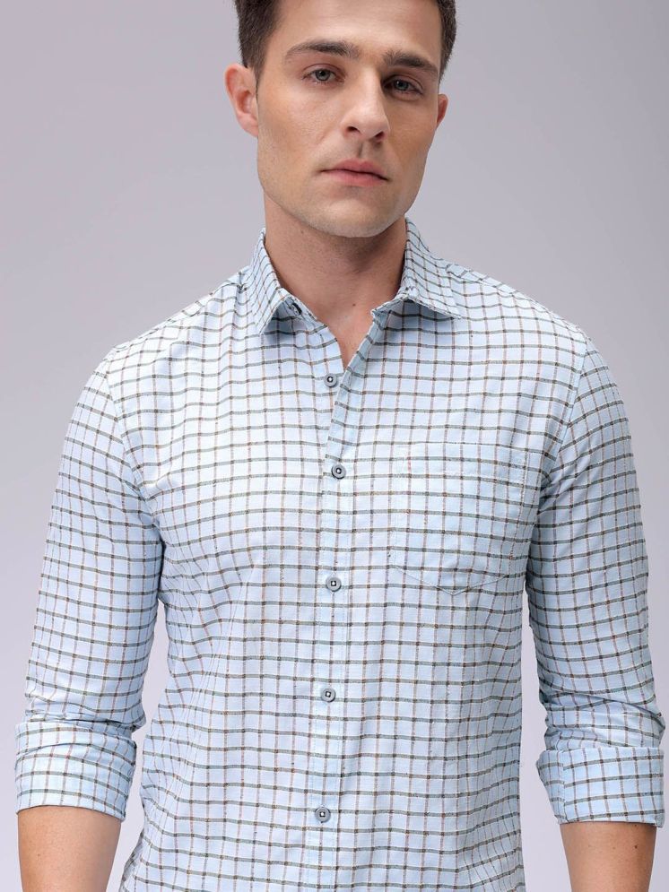     			The Indian Garage Co. Poly Cotton Slim Fit Checks Full Sleeves Men's Casual Shirt - Blue ( Pack of 1 )