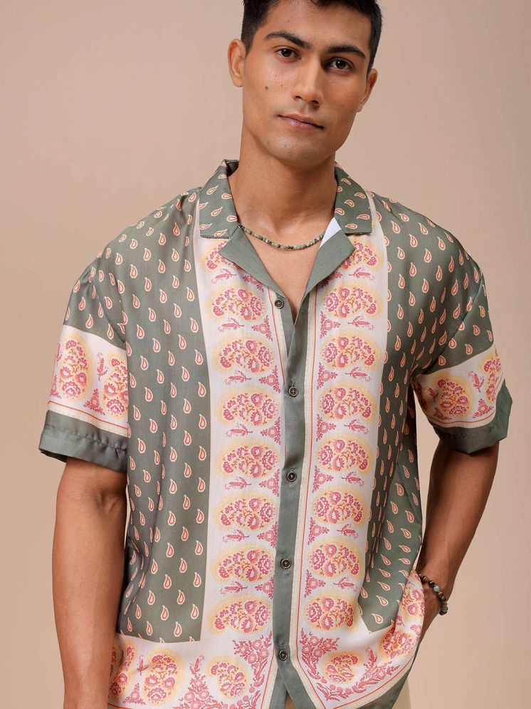     			The Indian Garage Co. Polyester Relaxed Fit Printed Half Sleeves Men's Casual Shirt - Green ( Pack of 1 )