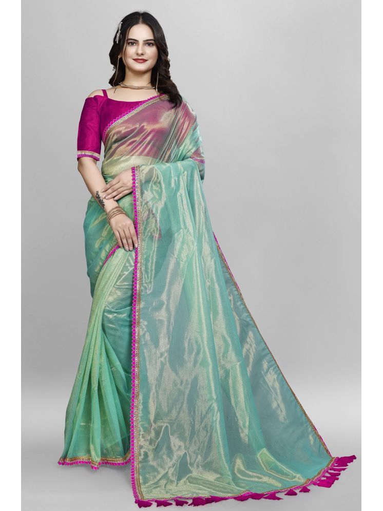     			Apnisha Pack of 1 Net Solid Saree With Blouse Piece ( SkyBlue )