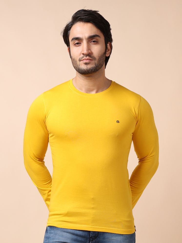     			BERRYBLUES 100% Cotton Regular Fit Solid Full Sleeves Men's Round T-Shirt - Yellow ( Pack of 1 )