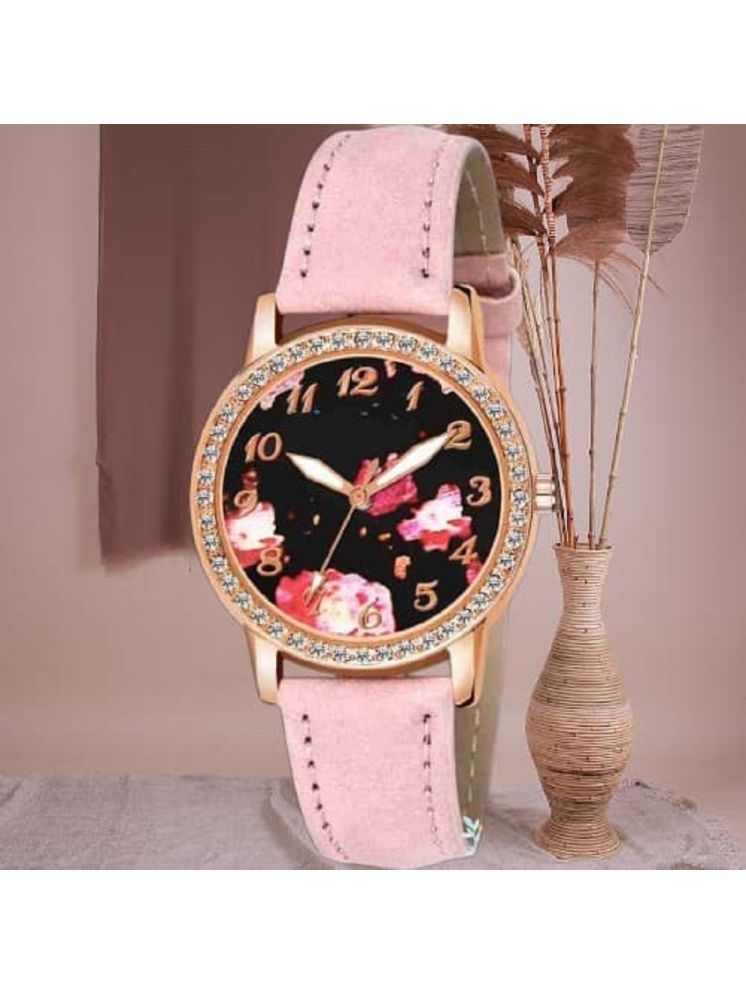     			Cosmic Pink Leather Analog Womens Watch