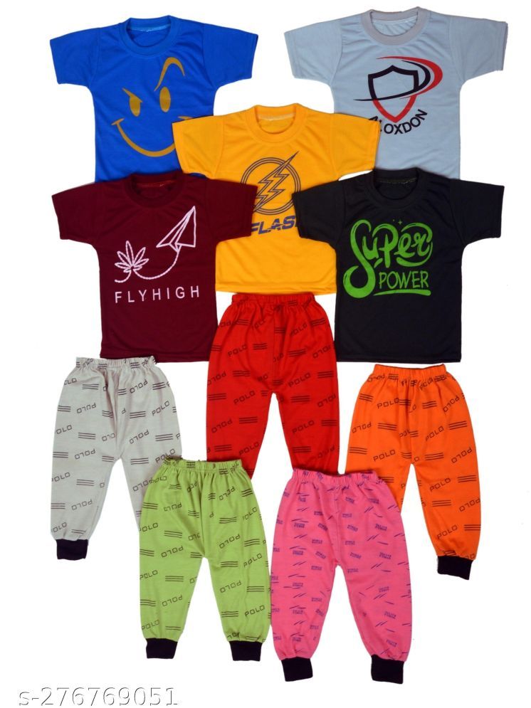     			DIAMOND EXPORTER Pack of 5 Baby Boys Cotton Blend T-Shirt & Shorts ( Multicolor )