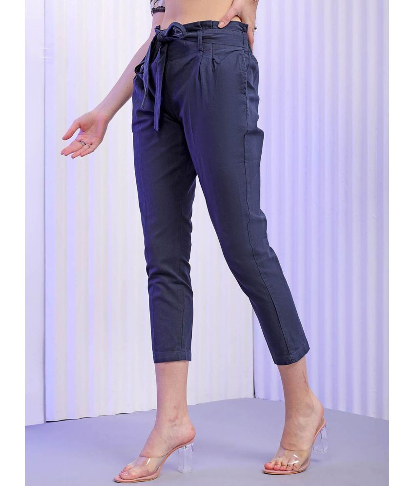     			Freehand Pack of 1 Cotton Tapered Women's Casual Pants ( Blue )