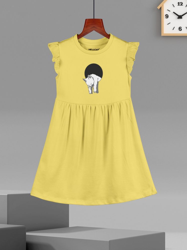     			HELLCAT Cotton Blend A-line Dress For Girls ( Pack of 1 , Yellow )