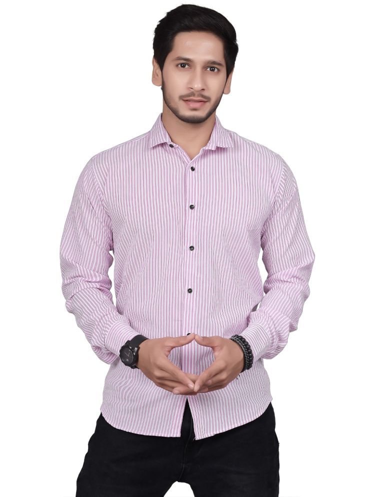     			JEEVAAN - THE PERFECT FASHION Cotton Blend Regular Fit Striped Full Sleeves Men's Casual Shirt - Purple ( Pack of 1 )