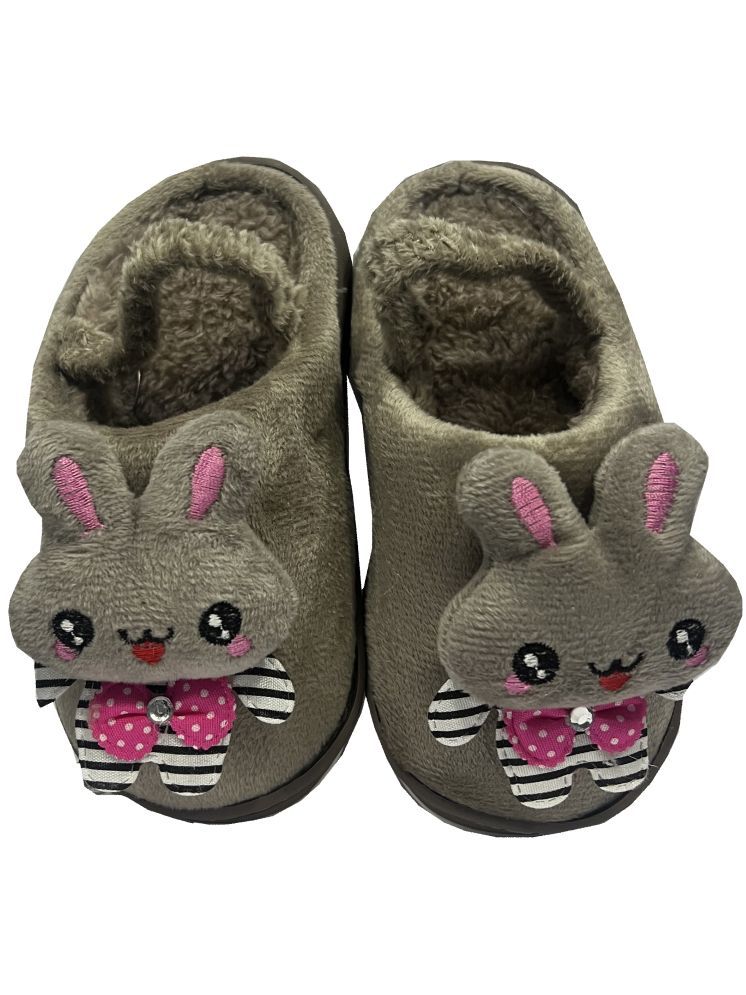     			Kid's Winter Warm Anti-slip Fluffy Home Slippers/Indoor Carpet Slippers Grey Color