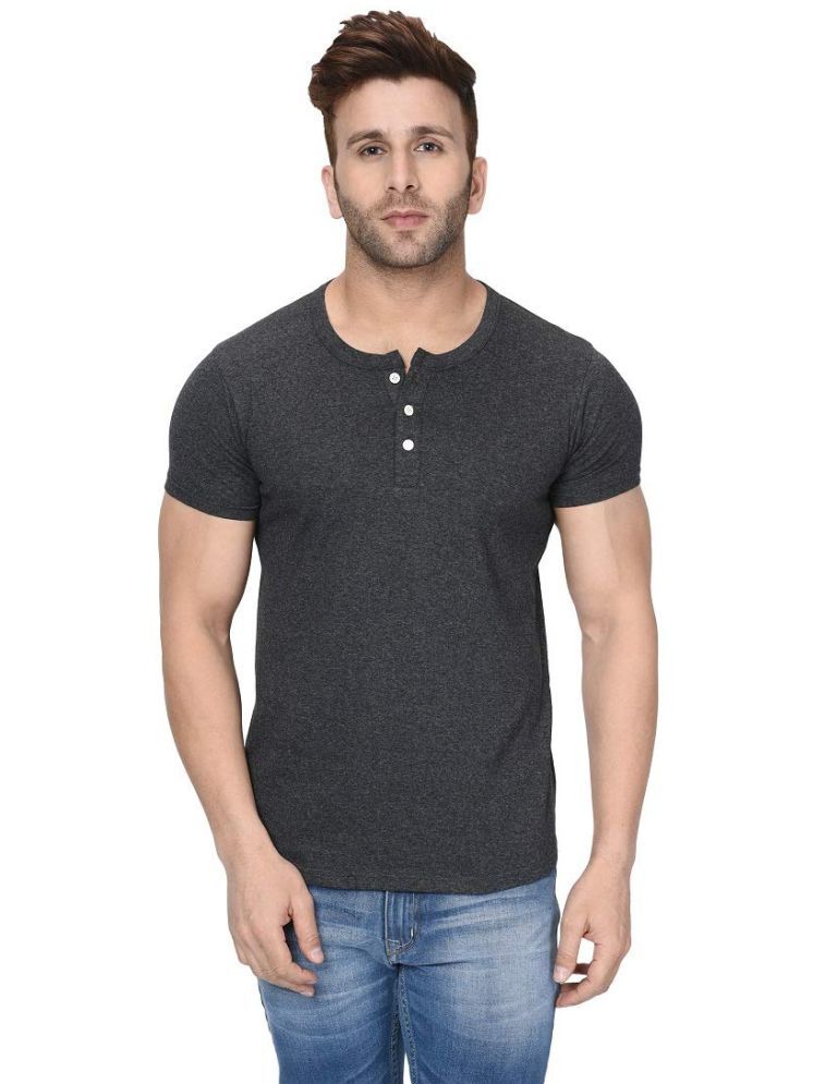     			LONDON HILLS Cotton Blend Regular Fit Solid Half Sleeves Men's Henley T-Shirt - Dark Grey ( Pack of 1 )