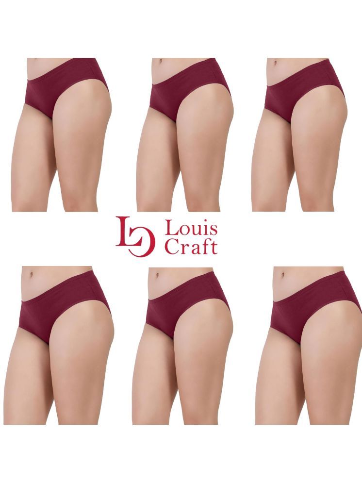     			Louis Craft Pack of 6 Cotton Lycra Hipster For Women ( Maroon )