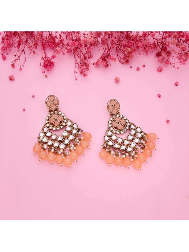     			Lyriss Peach Jhumki Earrings ( Pack of 1 )