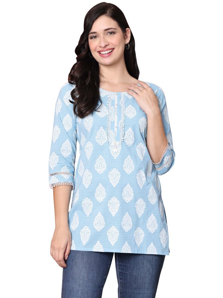     			Rajnandini Light Blue Cotton Women's Tunic ( Pack of 1 )