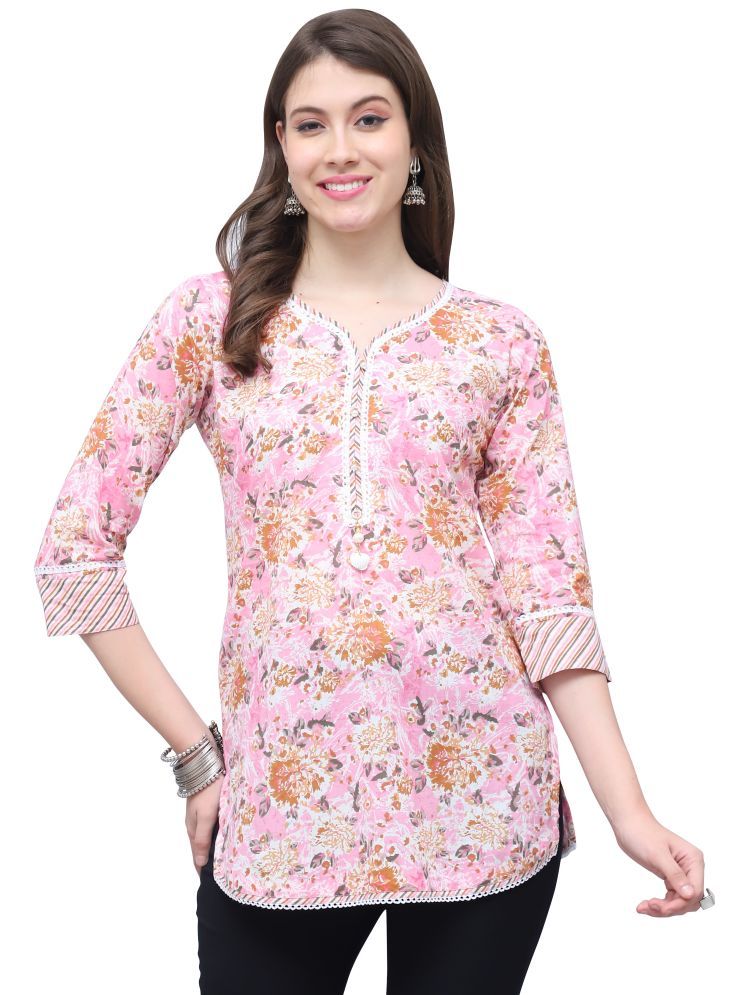     			Rajnandini Pink Cotton Women's Tunic ( Pack of 1 )