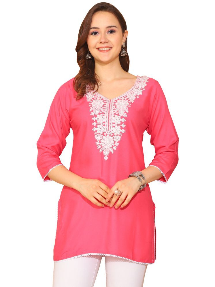     			Rajnandini Pink Rayon Women's Tunic ( Pack of 1 )