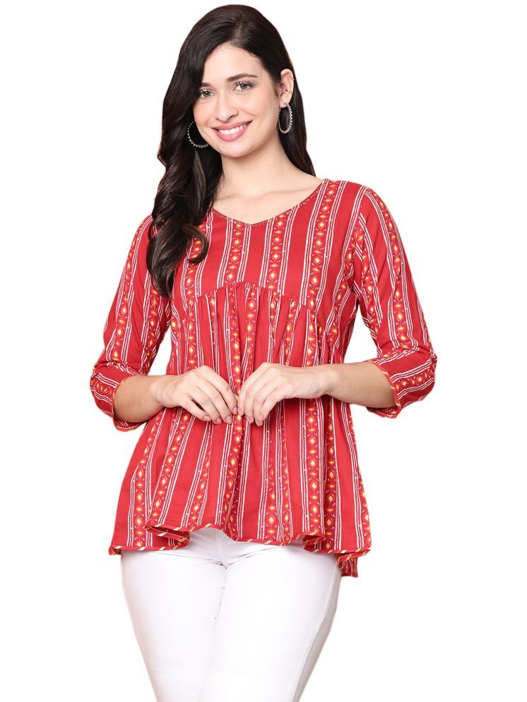     			Rajnandini Red Cotton Women's Regular Top ( Pack of 1 )