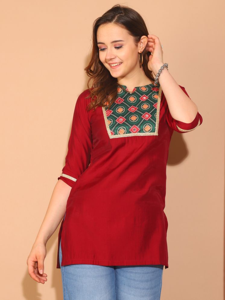     			Rajnandini Red Silk Women's Tunic ( Pack of 1 )