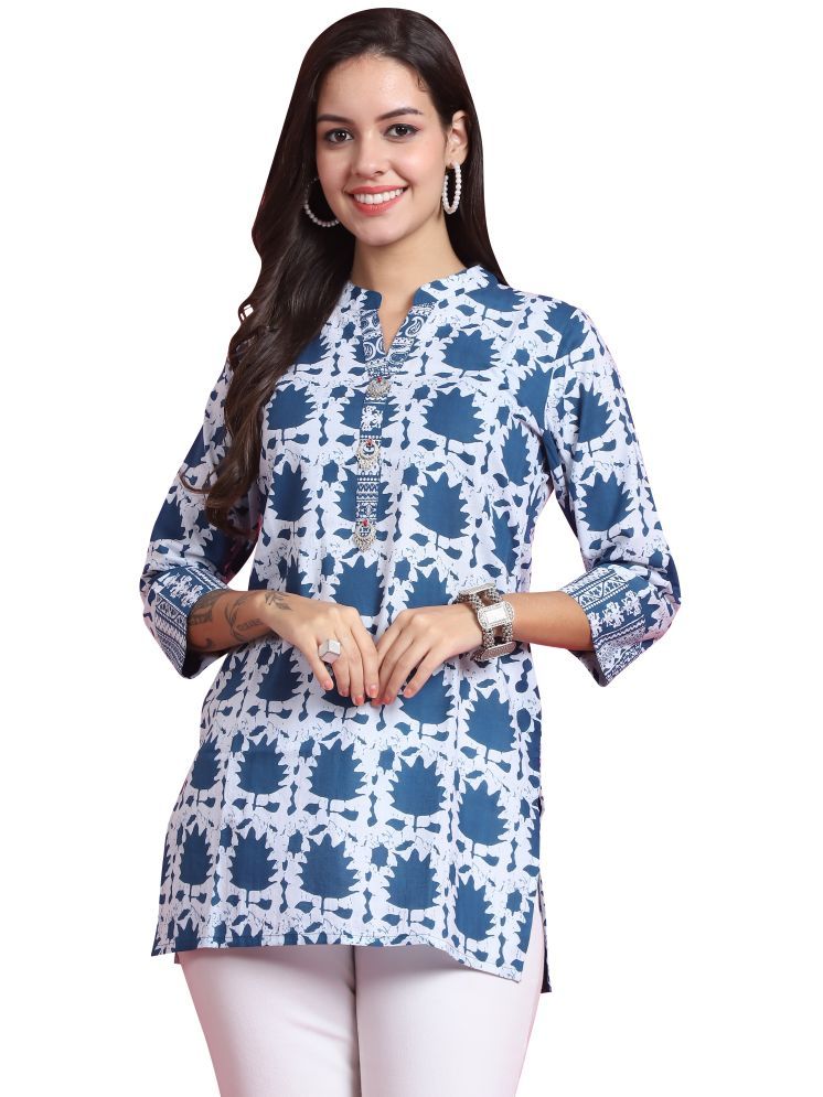     			Rajnandini Teal Cotton Women's Tunic ( Pack of 1 )