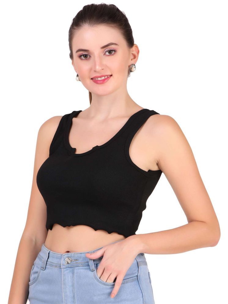     			S Stair Black Cotton Blend Women's Crop Top ( Pack of 1 )