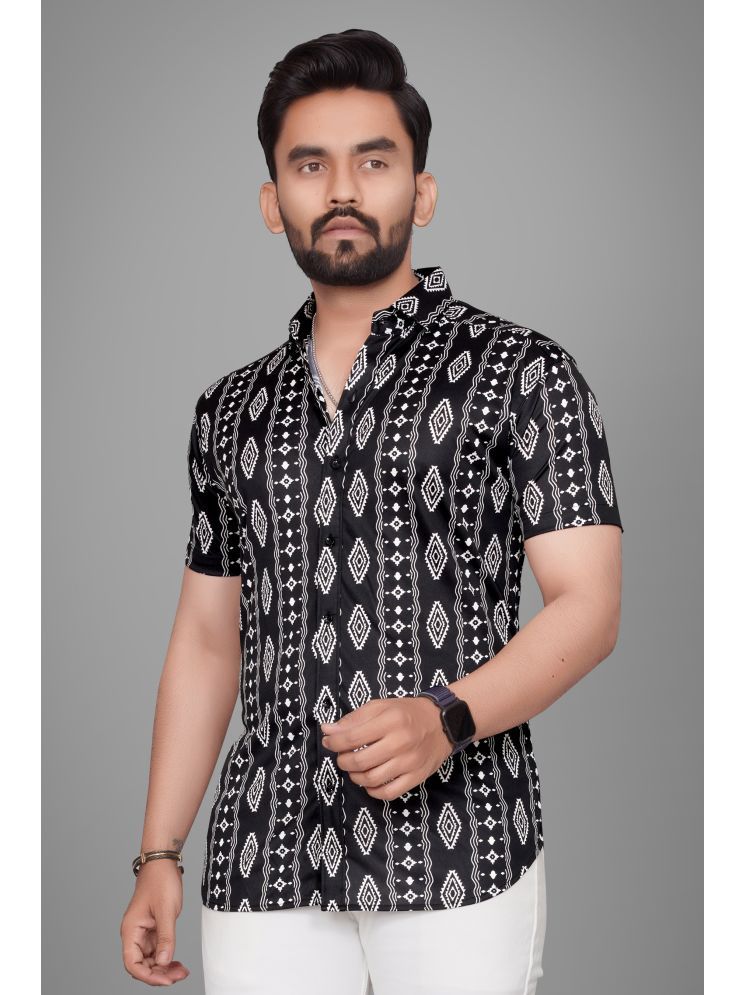     			SUR-T Cotton Blend Regular Fit Printed Half Sleeves Men's Casual Shirt - Black ( Pack of 1 )