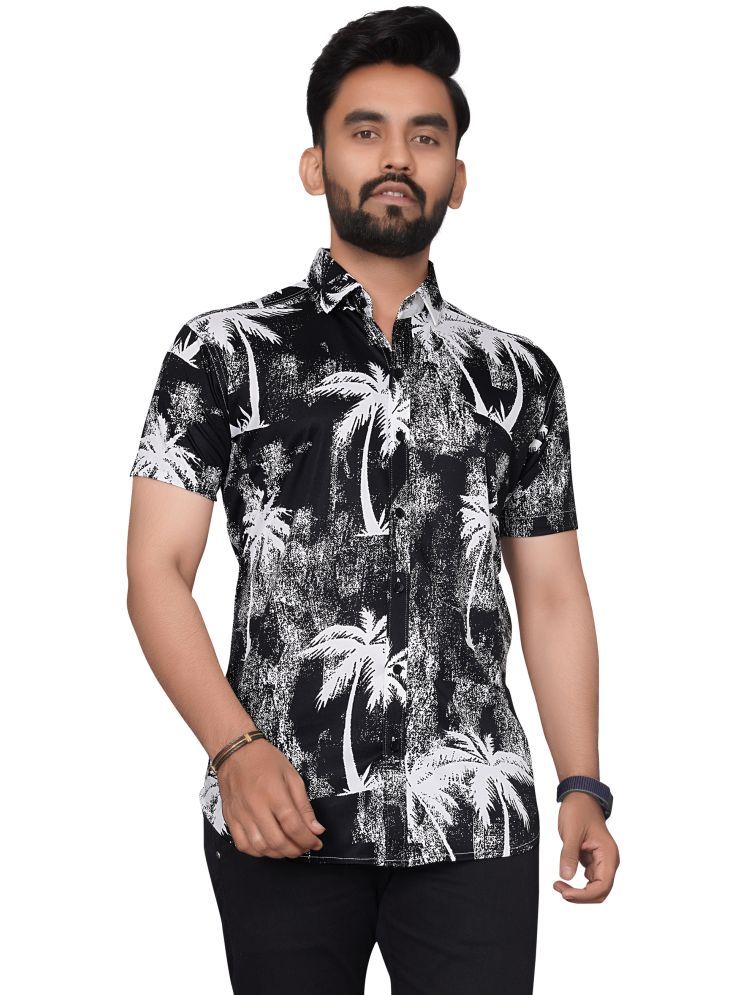     			SUR-T Elastane Regular Fit Printed Half Sleeves Men's Casual Shirt - Black ( Pack of 1 )